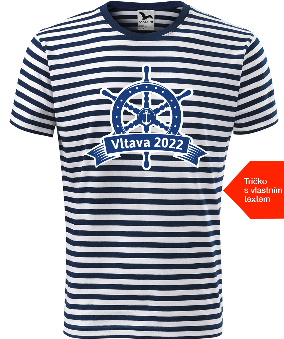 Pánské vodácké tričko s vlastním potiskem - Námořní kormidlo Velikost: M, Barva: Námořnické, Střih: pánský