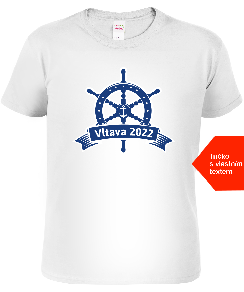Pánské vodácké tričko s vlastním potiskem - Námořní kormidlo Velikost: S, Barva: Bílá (00), Střih: pánský