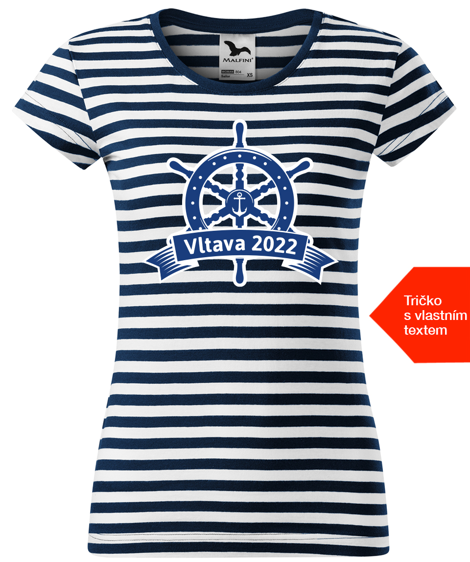 Dámské vodácké tričko s vlastním potiskem - Námořní kormidlo Velikost: XL, Barva: Námořnické, Střih: dámský