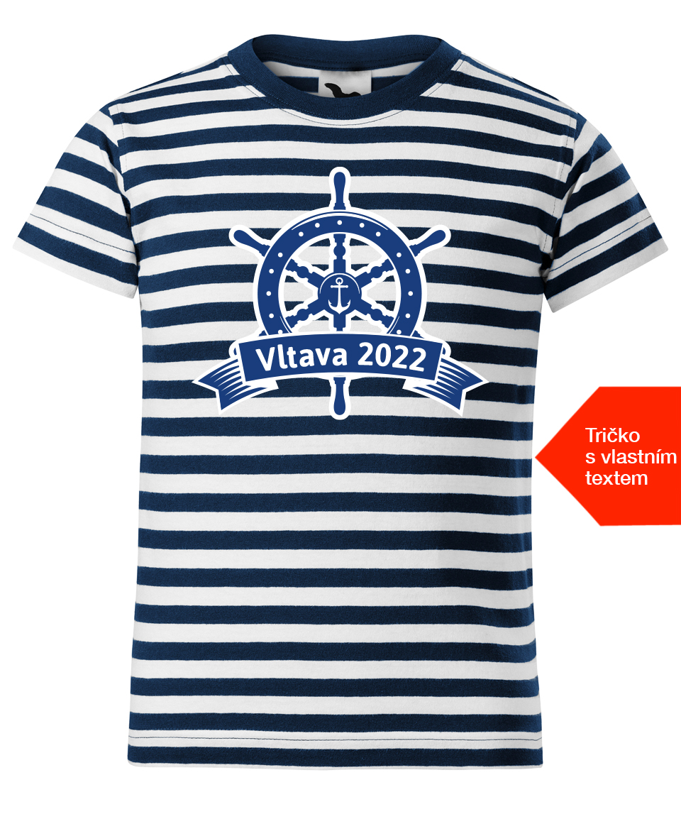 Dětské vodácké tričko s vlastním potiskem - Námořní kormidlo Velikost: 12 let / 158 cm, Barva: Námořnické, Délka rukávu: Krátký rukáv