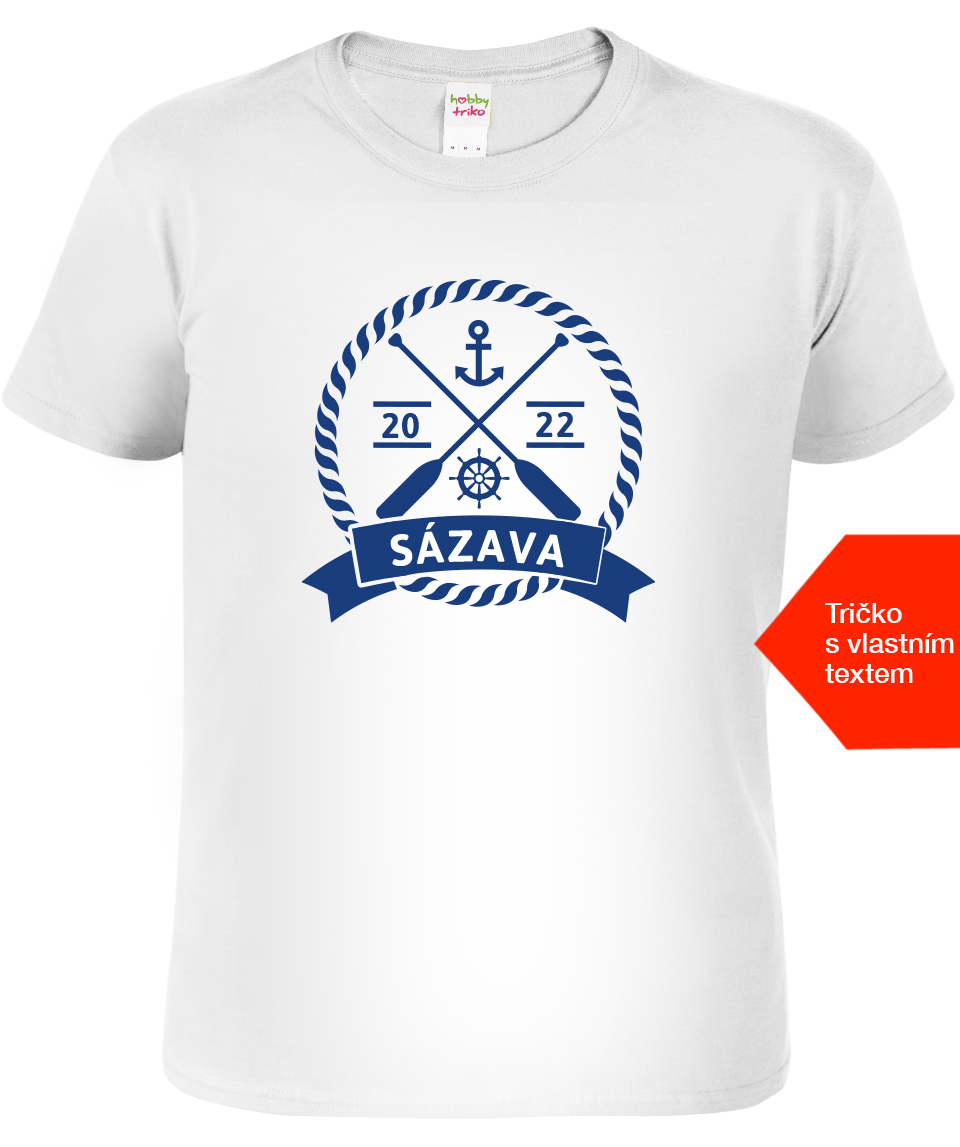 Pánské vodácké tričko s vlastním potiskem - Námořní emblém Velikost: 4XL, Barva: Bílá (00), Střih: pánský