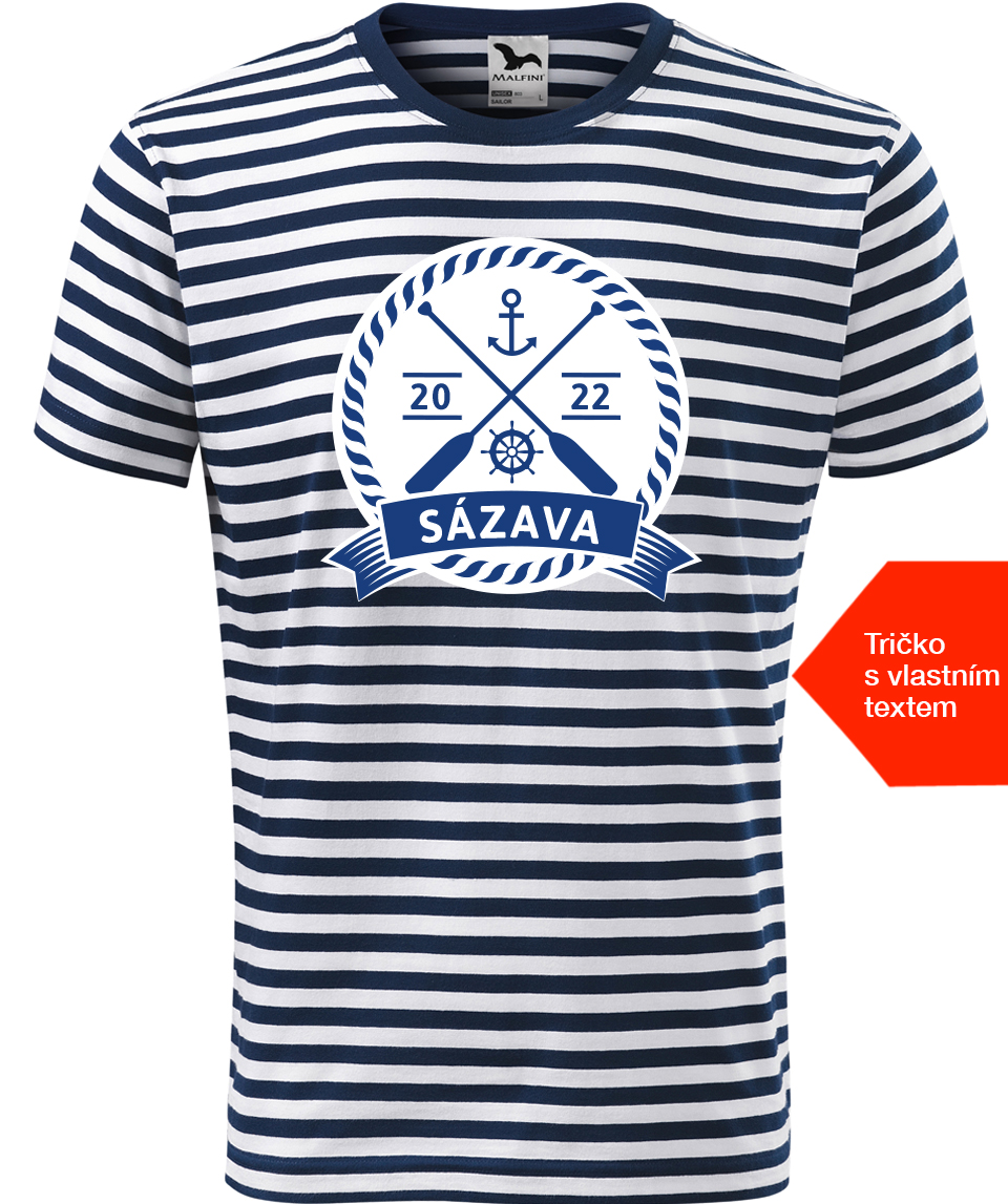Pánské vodácké tričko s vlastním potiskem - Námořní emblém Velikost: M, Barva: Námořnické, Střih: pánský