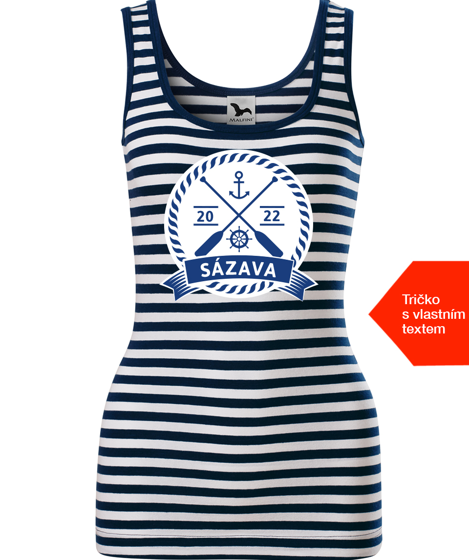 Dámské vodácké tričko s vlastním potiskem - Námořní emblém Barva: Námořnické, Velikost dámské tričko: 2XL