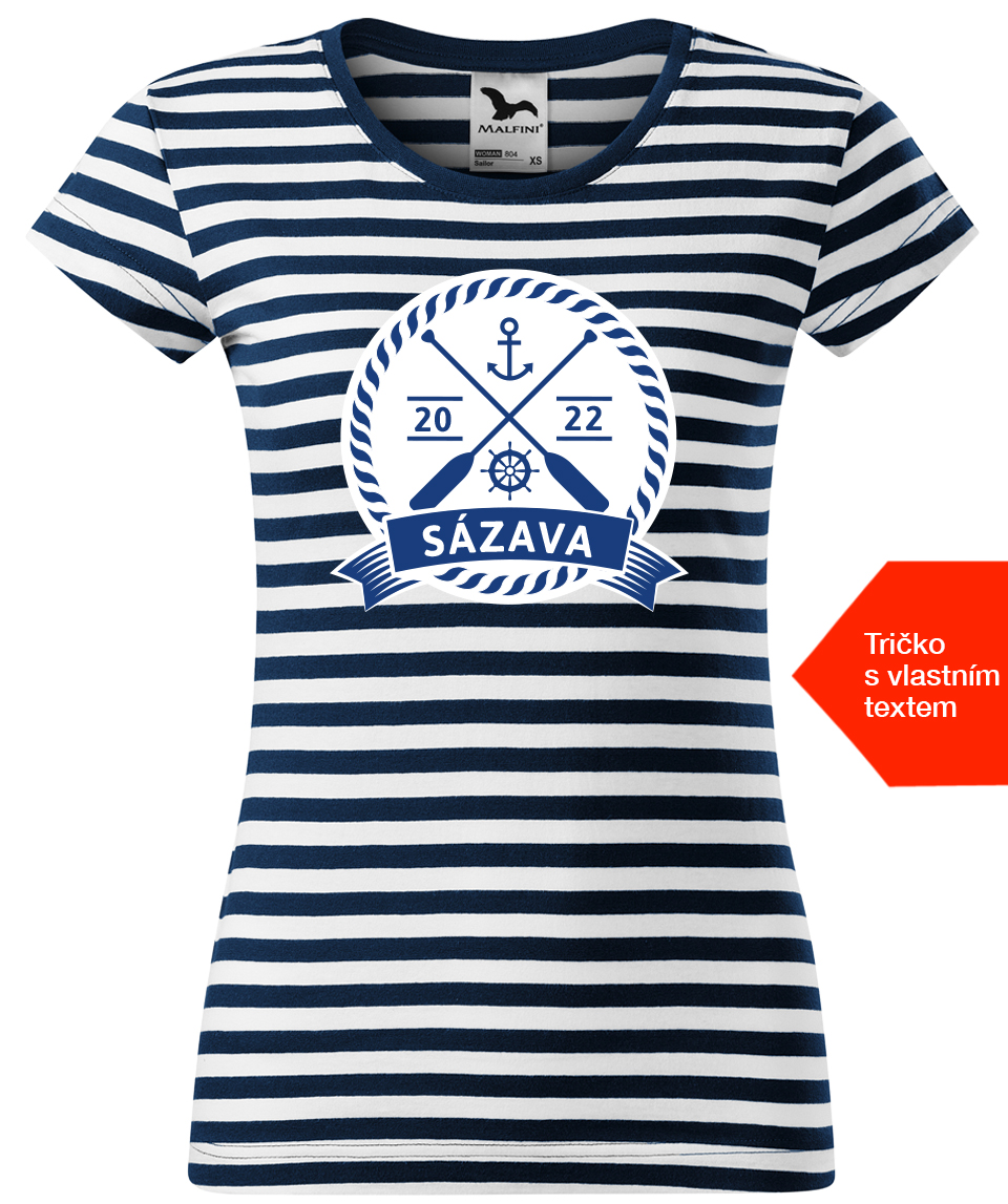 Dámské vodácké tričko s vlastním potiskem - Námořní emblém Velikost: M, Barva: Námořnické, Střih: dámský