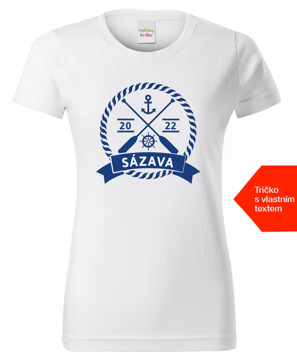 Dámské vodácké tričko s vlastním potiskem - Námořní emblém Velikost: L, Barva: Bílá (00), Střih: dámský