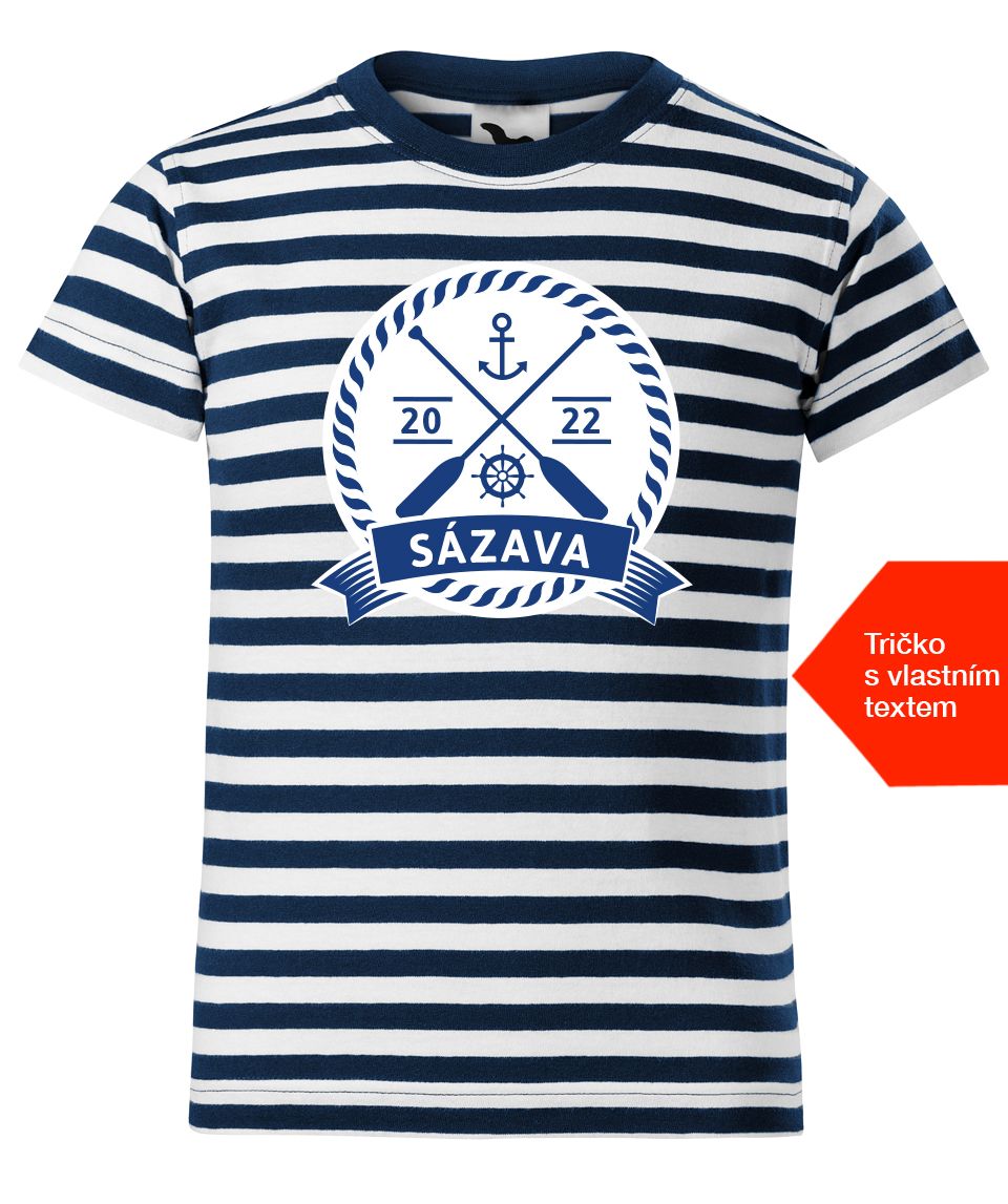 Dětské vodácké tričko s vlastním potiskem - Námořní emblém Velikost: 12 let / 158 cm, Barva: Námořnické, Délka rukávu: Krátký rukáv