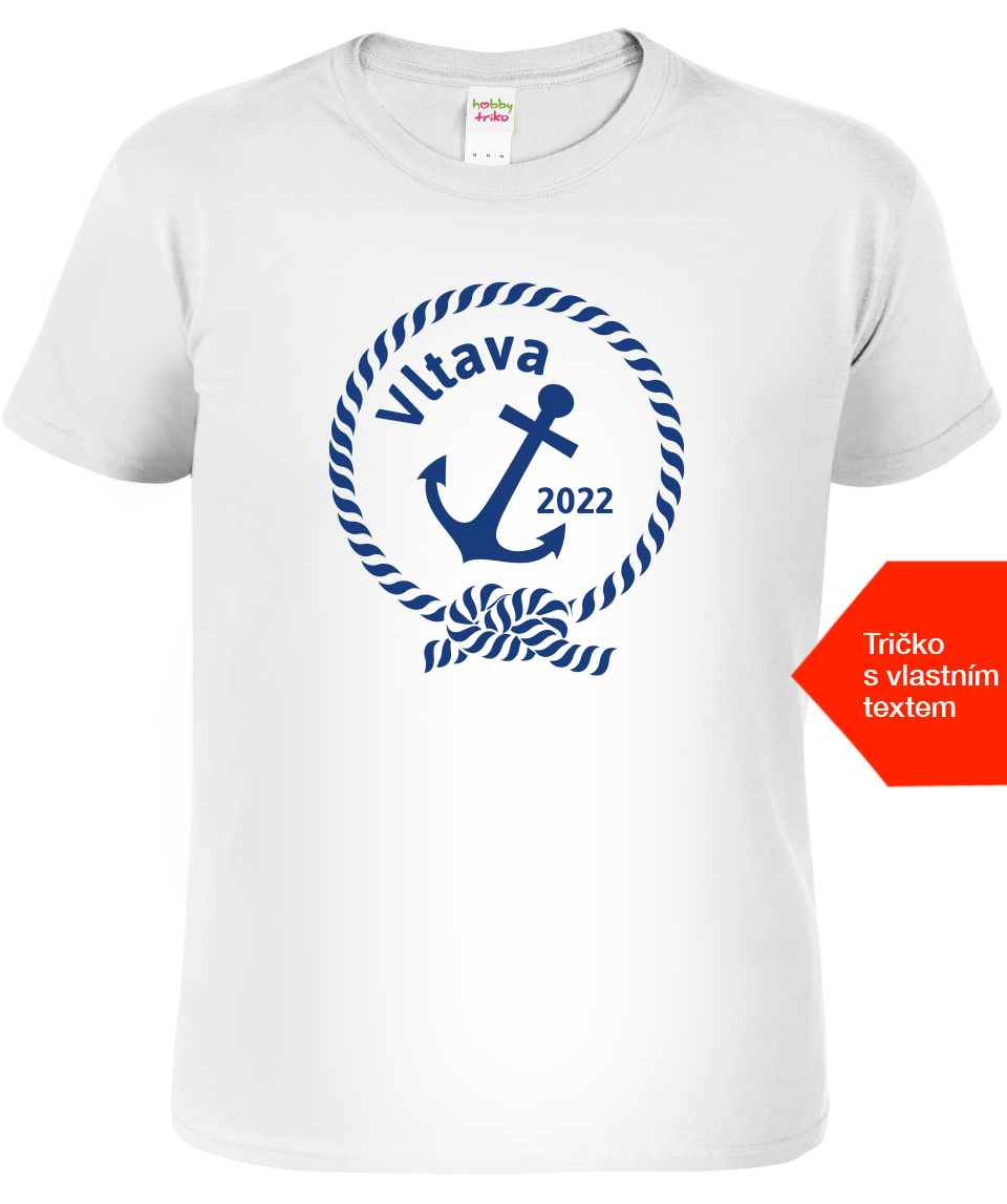 Pánské vodácké tričko s vlastním potiskem - Námořnický uzel Velikost: 3XL, Barva: Bílá (00), Střih: pánský