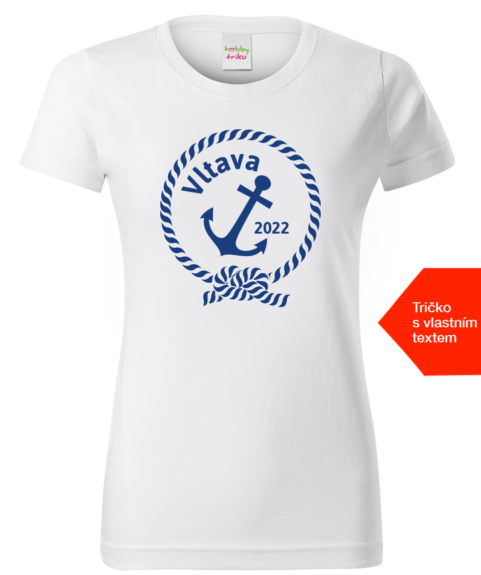 Dámské vodácké tričko s vlastním potiskem - Námořnický uzel Velikost: L, Barva: Bílá (00), Střih: dámský
