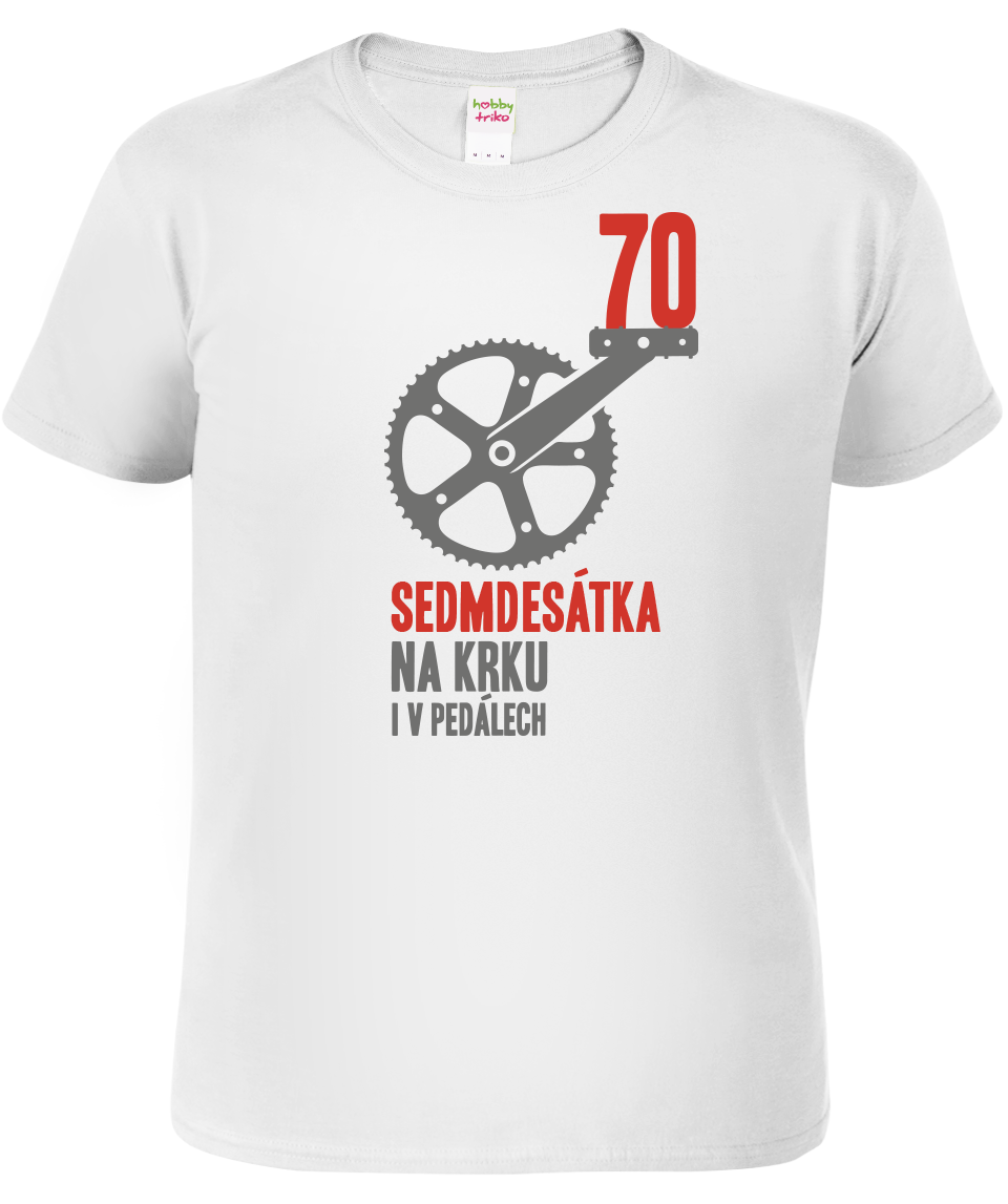 Pánské tričko pro cyklistu - Sedmdesátka na krku Velikost: S, Barva: Bílá (00)
