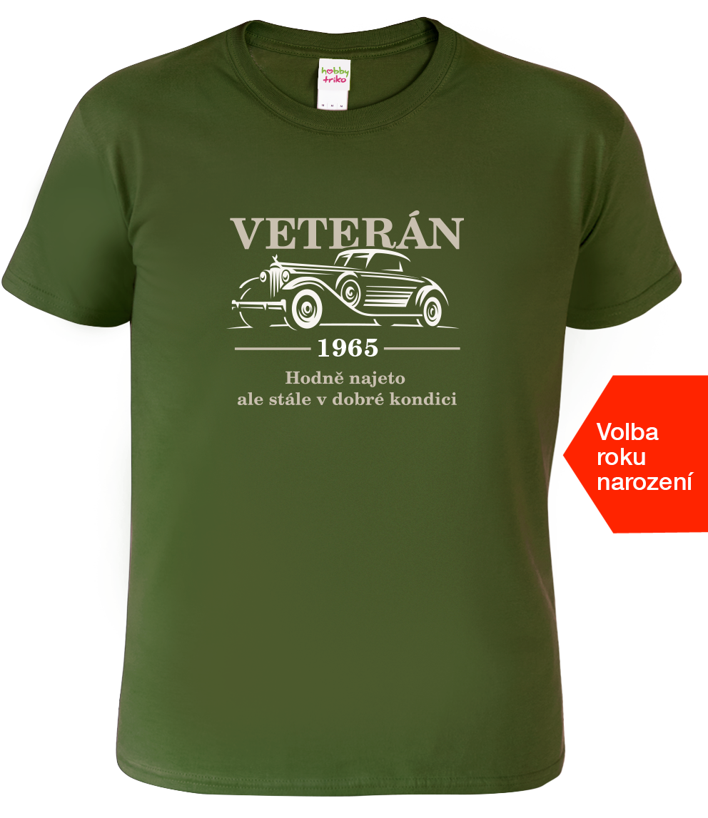 Pánské tričko s autem - Veterán Velikost: S, Barva: Military (69)