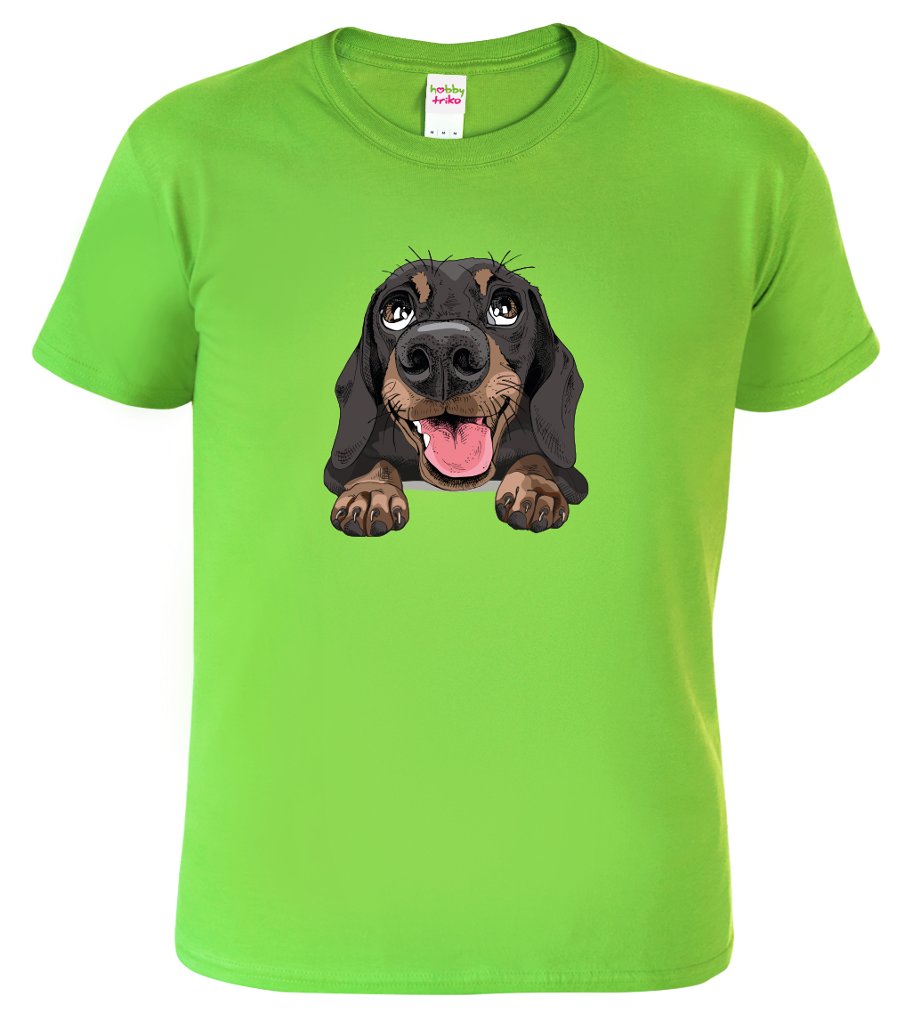 Dětské tričko s jezevčíkem - Vysmátej jezevčík Velikost: 12 let / 158 cm, Barva: Apple Green (92), Délka rukávu: Krátký rukáv