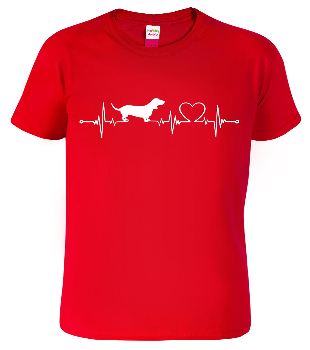 Pánské tričko s jezevčíkem - Tep Velikost: 3XL, Barva: Červená (07), Střih: pánský