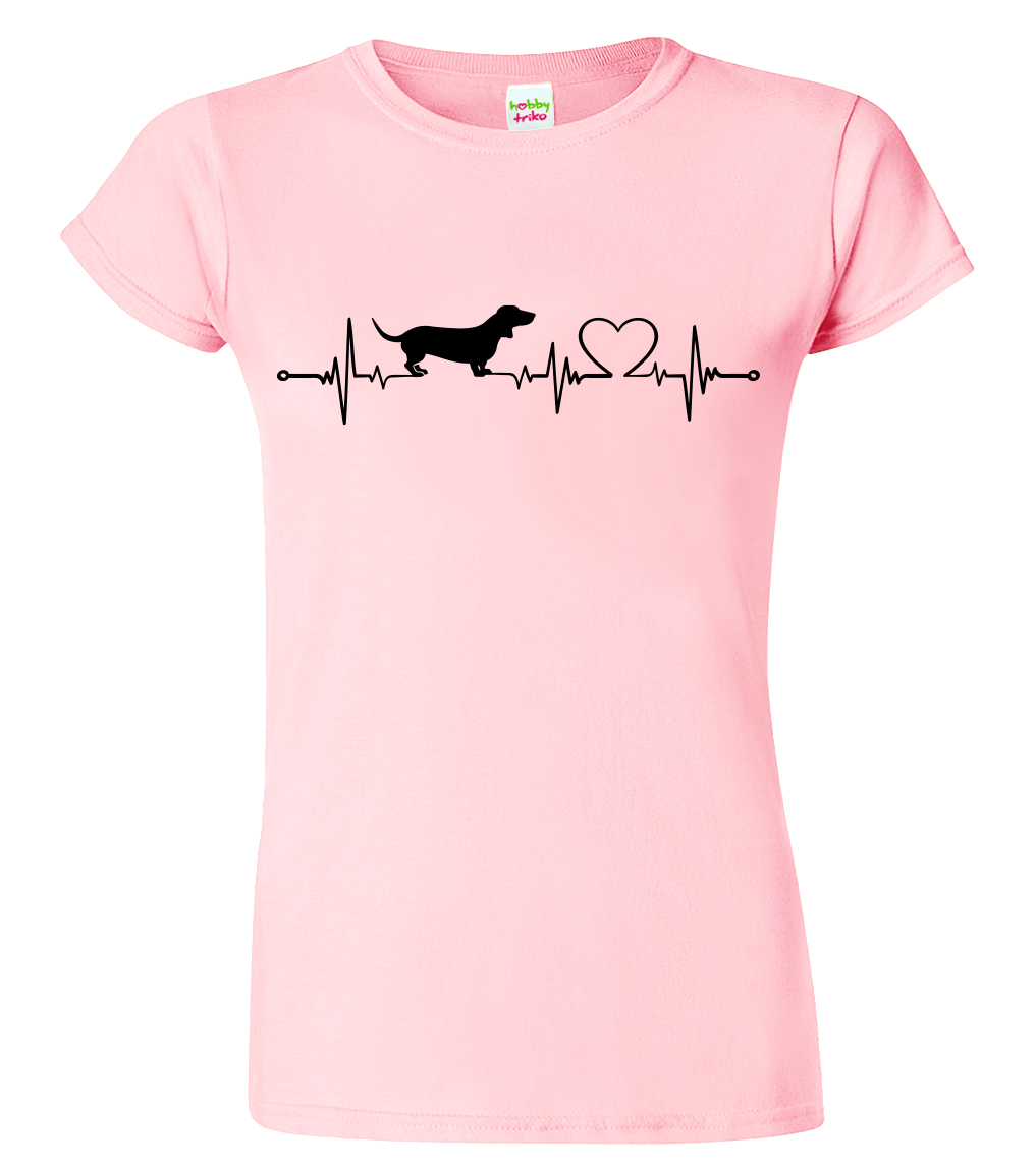 Dámské tričko s jezevčíkem - Tep Velikost: M, Barva: Růžová (30), Střih: dámský
