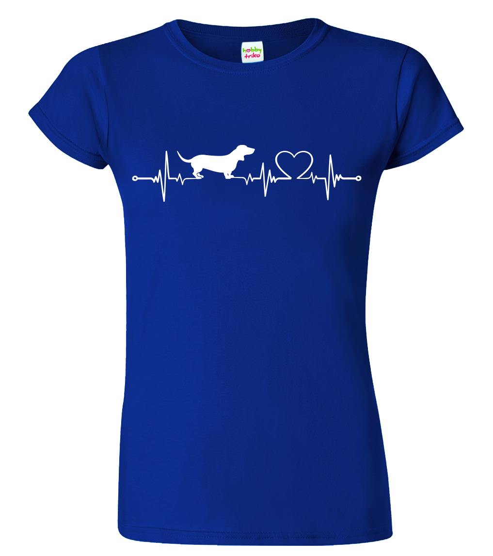 Dámské tričko s jezevčíkem - Tep Velikost: S, Barva: Královská modrá (05), Střih: dámský