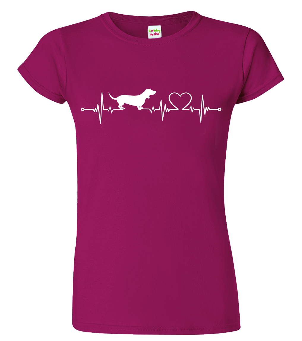 Dámské tričko s jezevčíkem - Tep Velikost: S, Barva: Fuchsia red (49), Střih: dámský