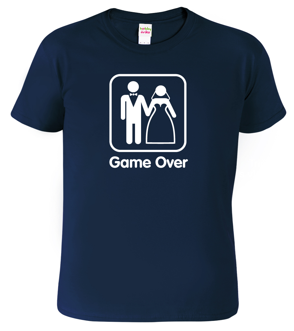 Svatební tričko pro ženicha - Game Over Velikost: S, Barva: Námořní modrá (02)