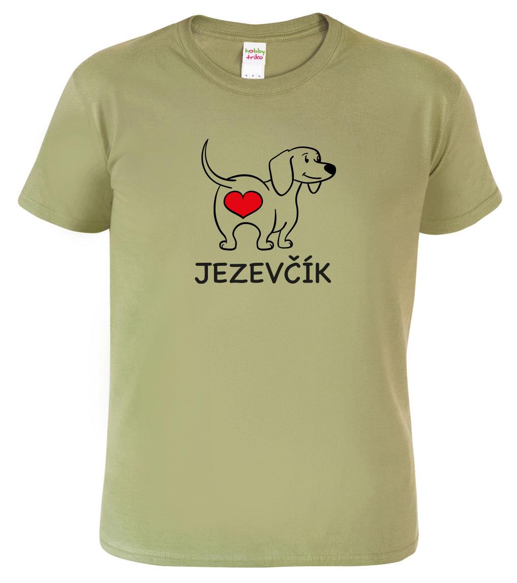 Pánské tričko s jezevčíkem - Love jezevčík Velikost: L, Barva: Světlá khaki (28), Střih: pánský