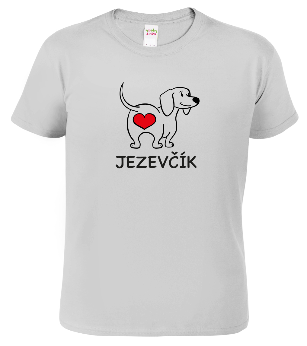 Pánské tričko s jezevčíkem - Love jezevčík Velikost: XL, Barva: Světle šedý melír (03), Střih: pánský