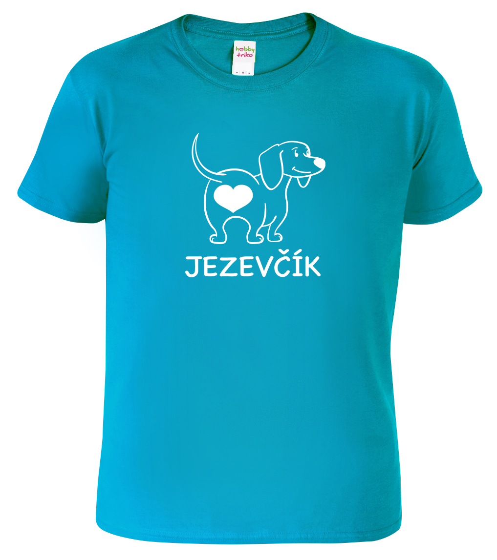 Pánské tričko s jezevčíkem - Love jezevčík Velikost: 3XL, Barva: Tyrkysová (44), Střih: pánský