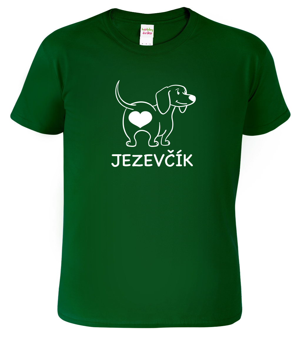 Pánské tričko s jezevčíkem - Love jezevčík Velikost: 3XL, Barva: Lahvově zelená (06), Střih: pánský