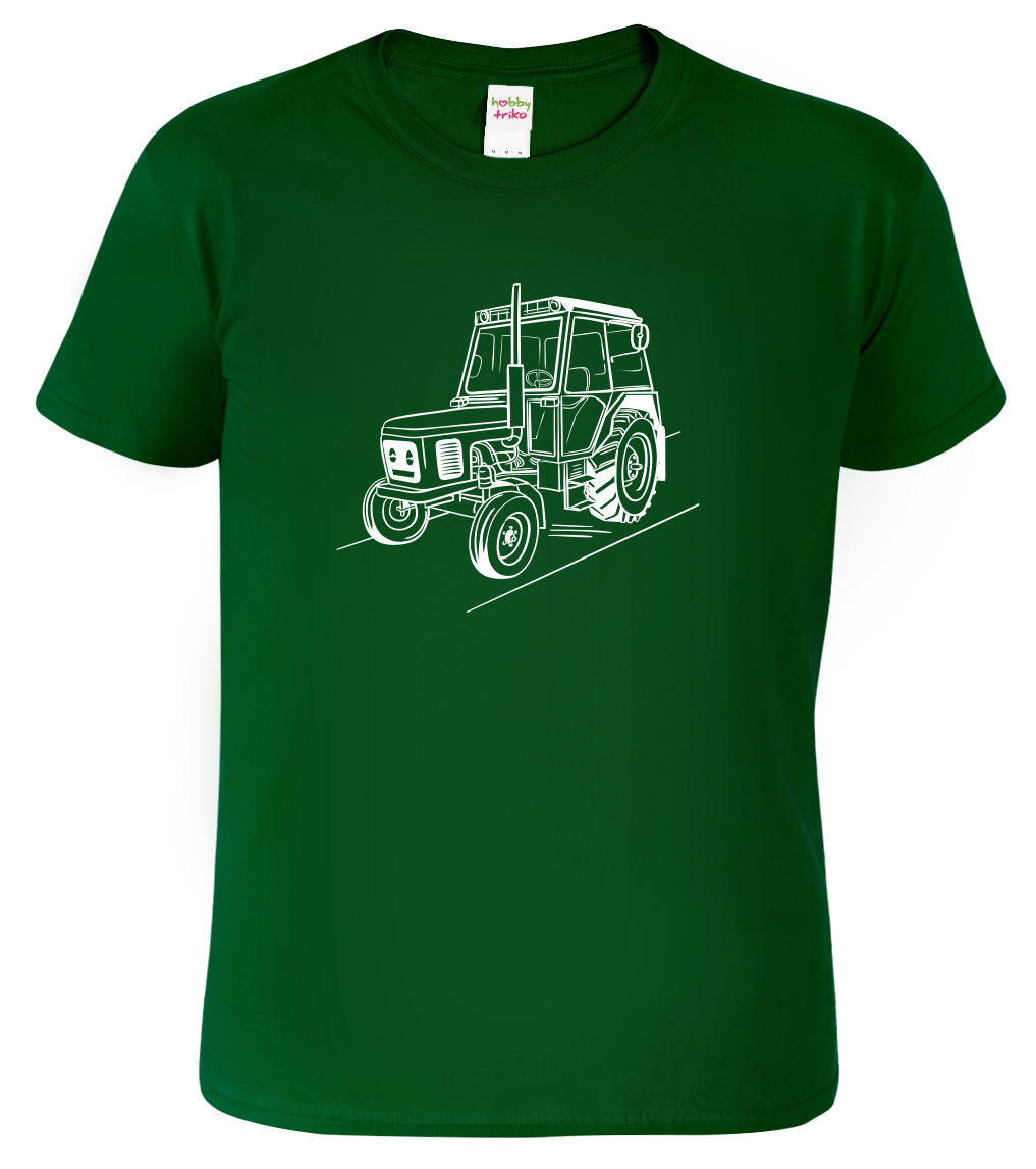Tričko s traktorem - Český traktor Velikost: 2XL, Barva: Lahvově zelená (06), Střih: pánský