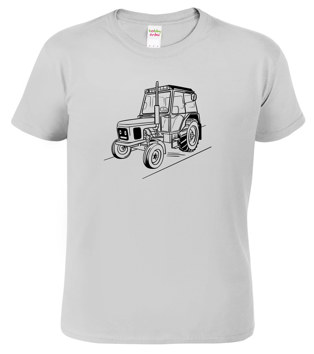 Tričko s traktorem - Český traktor Velikost: M, Barva: Světle šedý melír (03), Střih: pánský