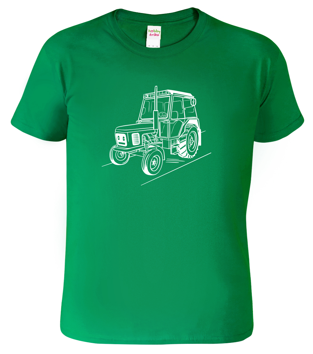 Tričko s traktorem - Český traktor Velikost: 2XL, Barva: Středně zelená (16), Střih: pánský