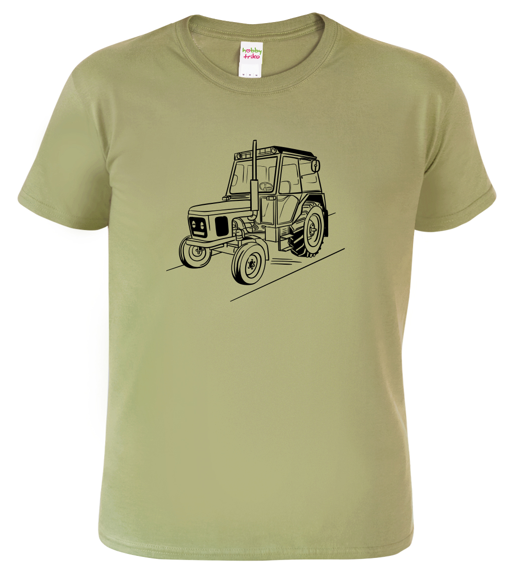 Tričko s traktorem - Český traktor Velikost: L, Barva: Světlá khaki (28), Střih: pánský