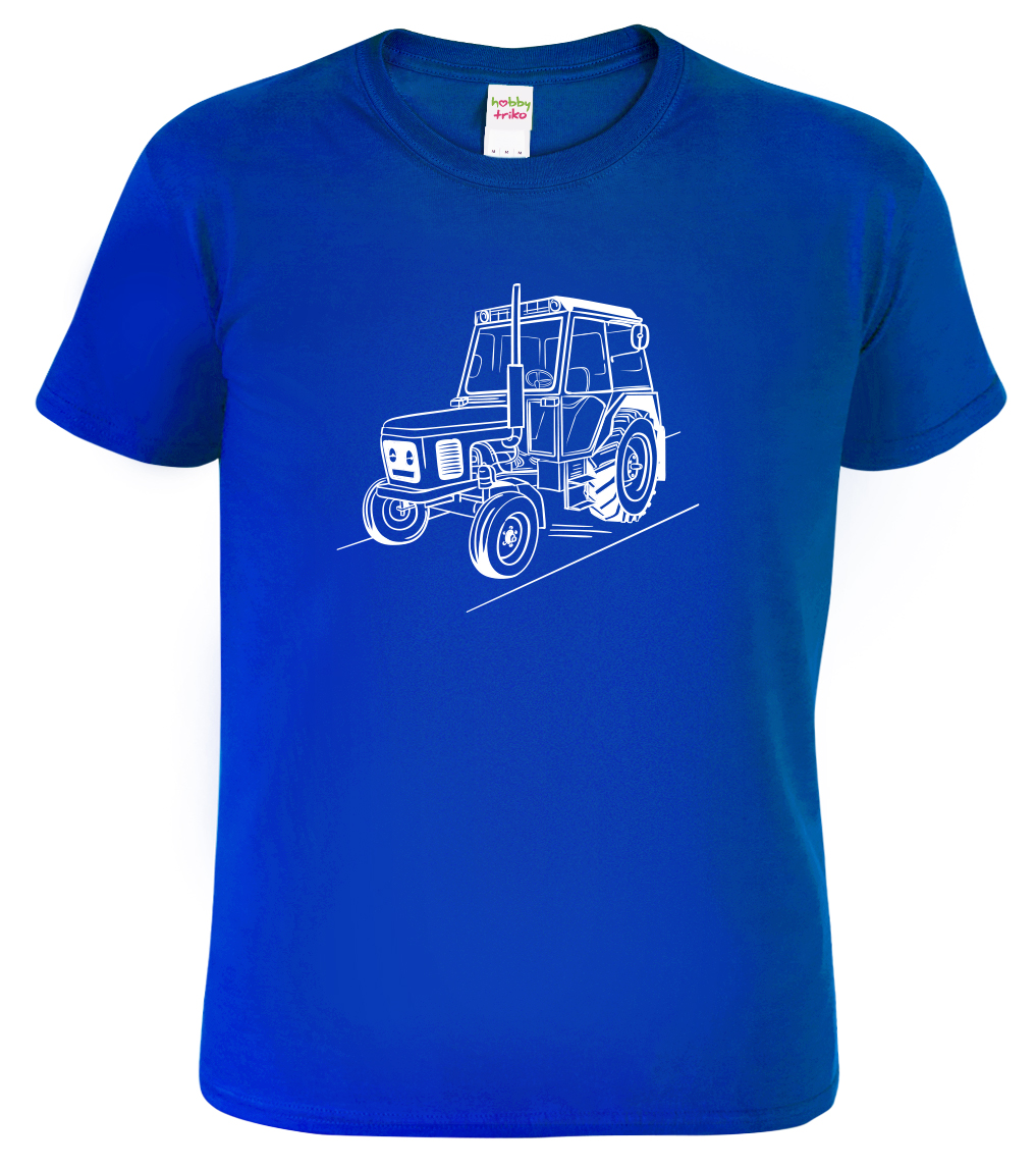 Tričko s traktorem - Český traktor Velikost: S, Barva: Královská modrá (05), Střih: pánský