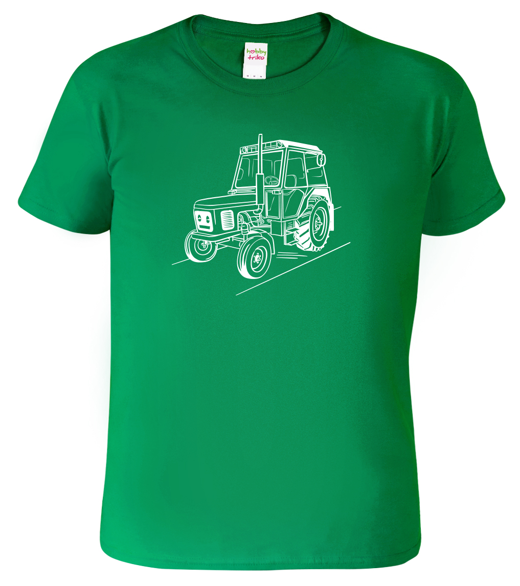 Dětské tričko s traktorem - Český traktor Velikost: 10 let / 146 cm, Barva: Středně zelená (16), Délka rukávu: Krátký rukáv