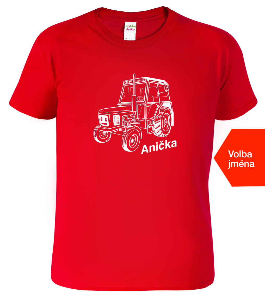 Dětské tričko s traktorem a jménem - Český traktor Velikost: 12 let / 158 cm, Barva: Červená (07), Délka rukávu: Krátký rukáv