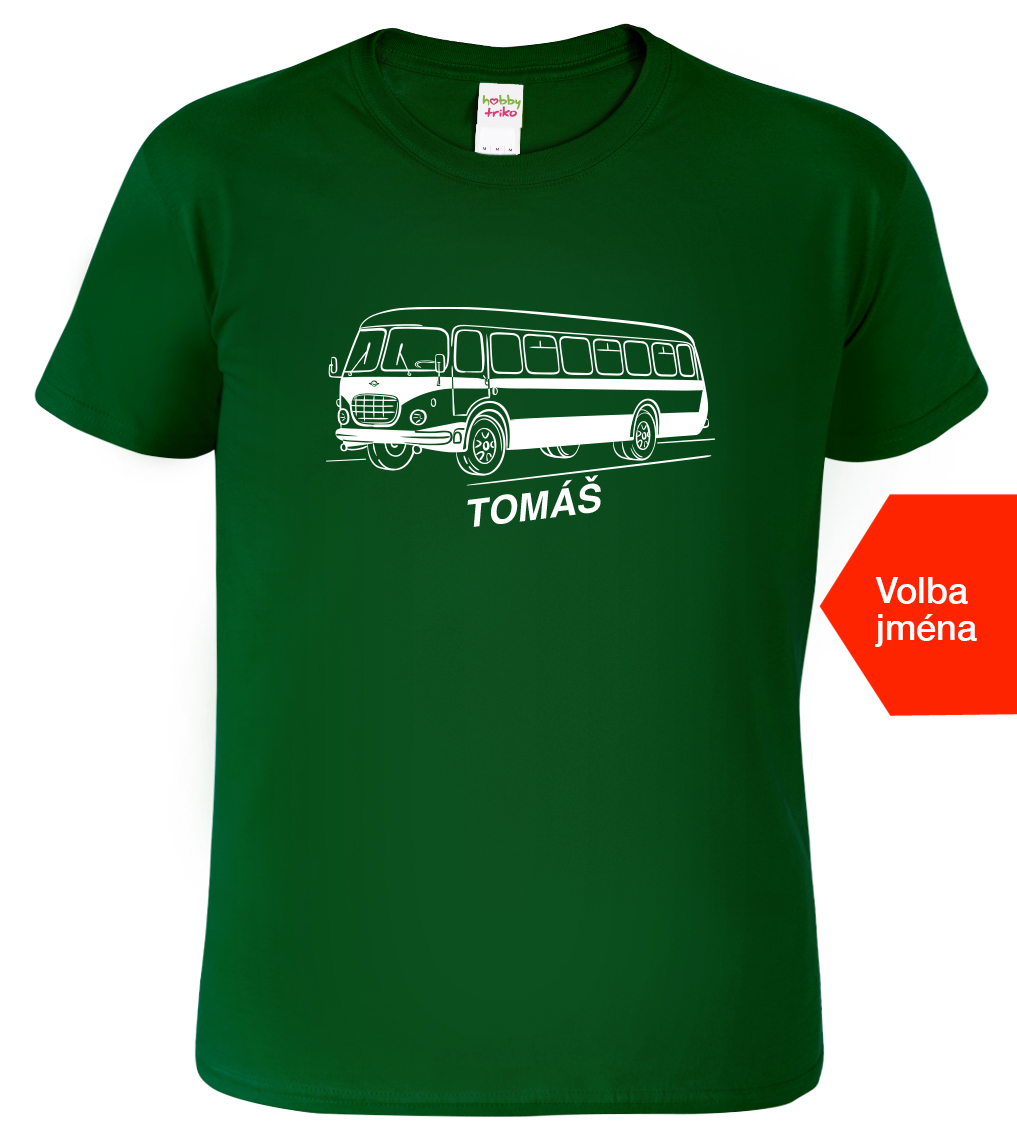 Tričko s autobusem a jménem - Autobus RTO Velikost: M, Barva: Lahvově zelená (06), Střih: pánský