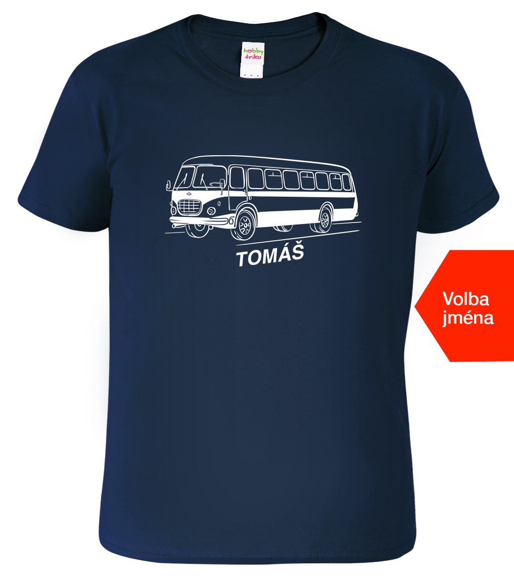 Tričko s autobusem a jménem - Autobus RTO Velikost: XL, Barva: Námořní modrá (02), Střih: pánský