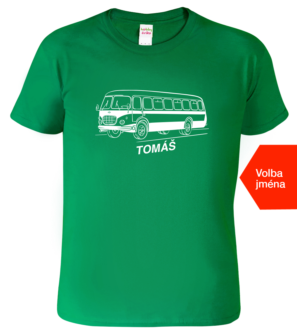 Tričko s autobusem a jménem - Autobus RTO Velikost: XL, Barva: Středně zelená (16), Střih: pánský
