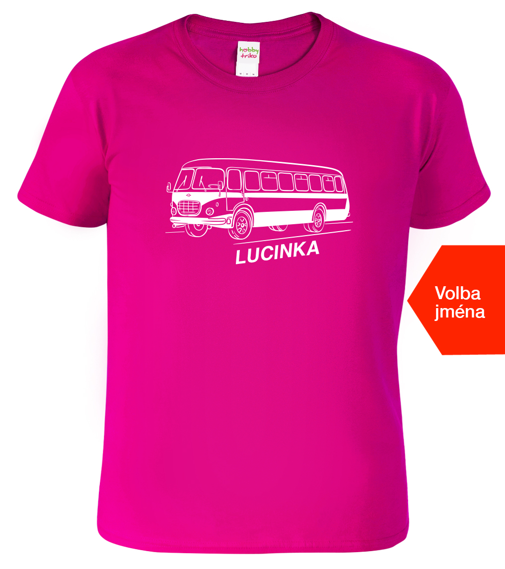 Dětské tričko s autobusem a jménem - Autobus RTO Velikost: 10 let / 146 cm, Barva: Malinová (63), Délka rukávu: Krátký rukáv