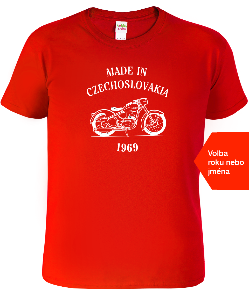 Tričko s motorkou - Made in Czechoslovakia Velikost: XL, Barva: Červená (07)