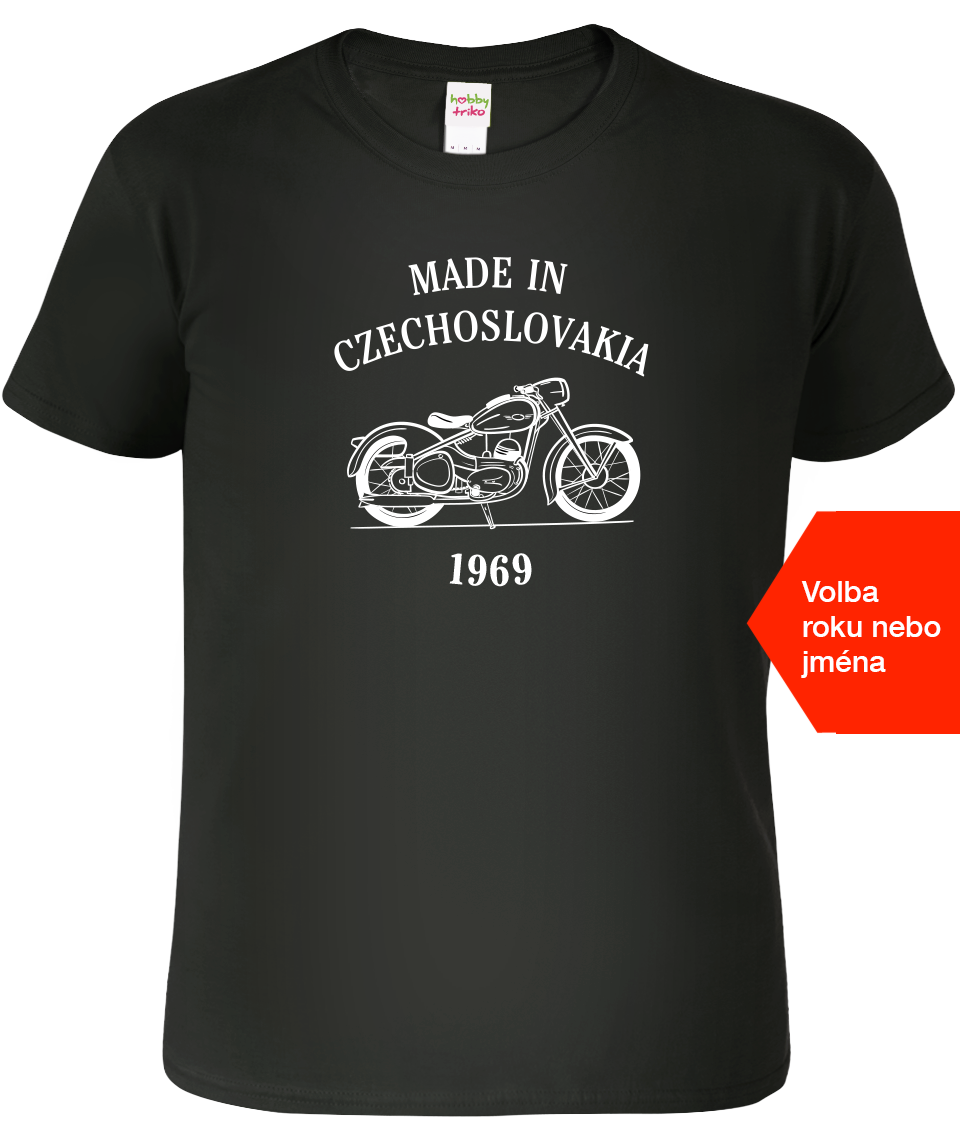 Tričko s motorkou - Made in Czechoslovakia Velikost: XL, Barva: Černá (01)