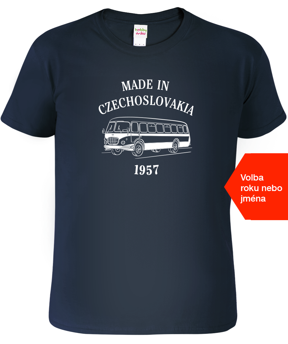 Tričko s autobusem - Made in Czechoslovakia Velikost: L, Barva: Námořní modrá (02)