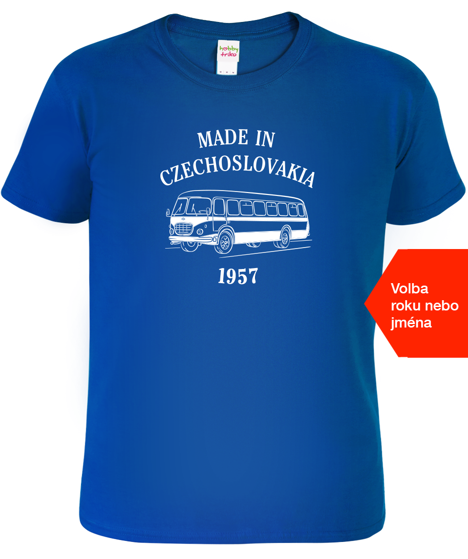 Tričko s autobusem - Made in Czechoslovakia Velikost: L, Barva: Královská modrá (05)