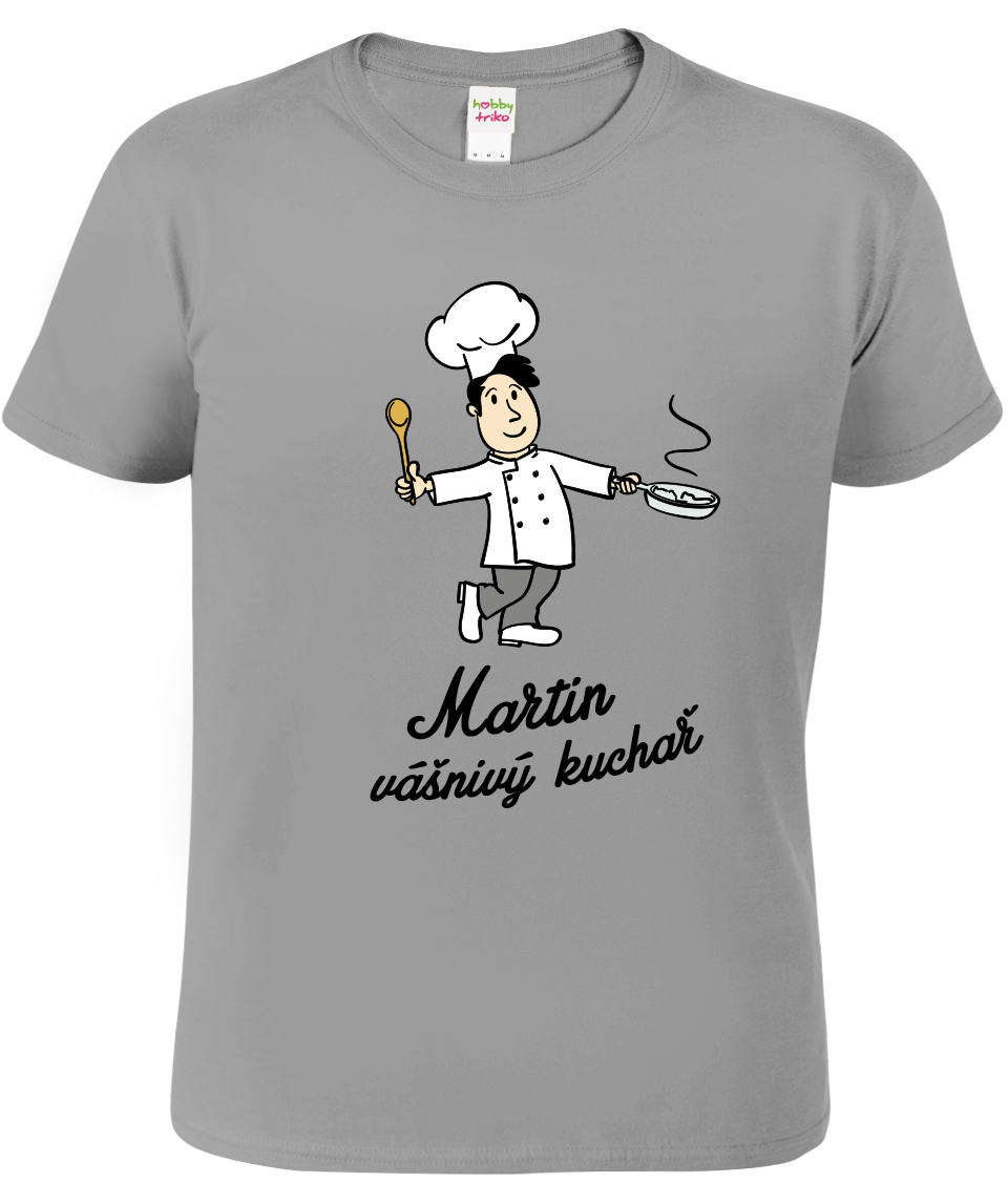 Tričko se jménem - Vášnivý kuchař (MARTIN) - SLEVA Velikost: 2XL, Barva: Tmavě šedý melír (12)