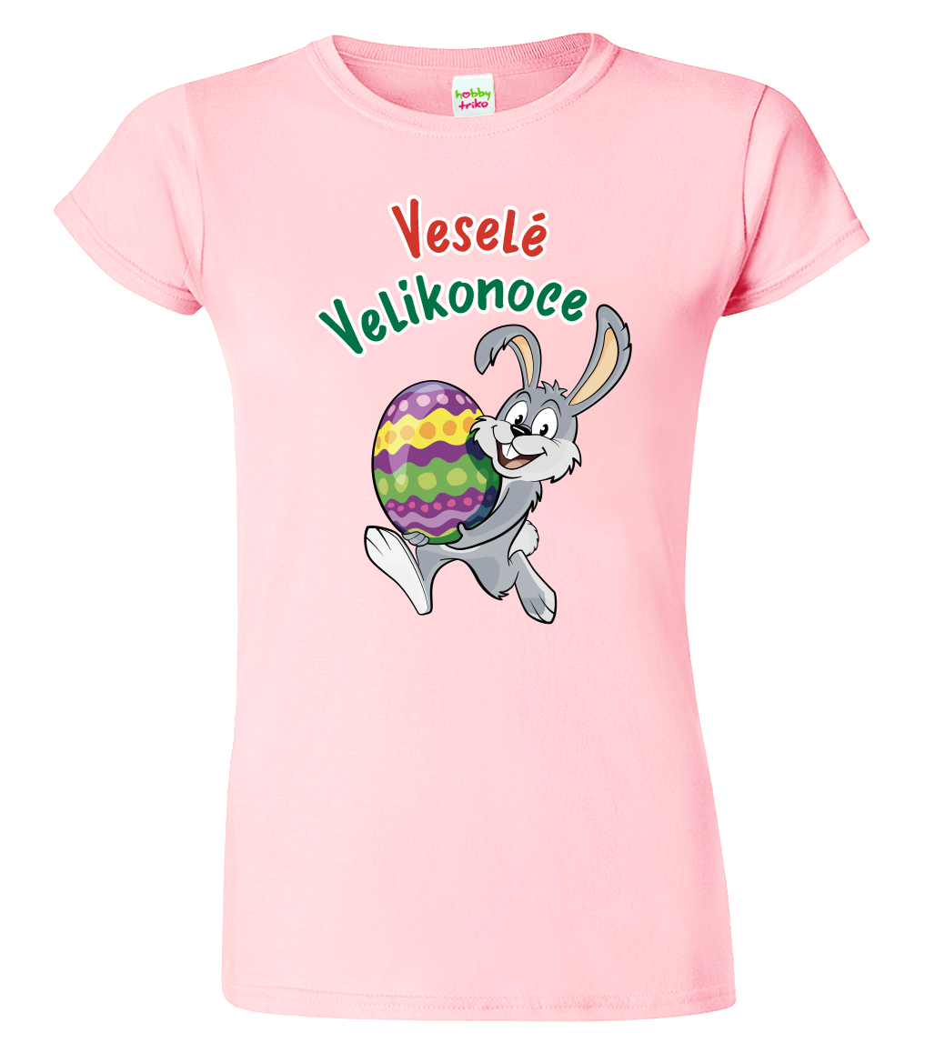 Dámské velikonoční tričko - Veselé Velikonoce Velikost: M, Barva: Růžová (30)