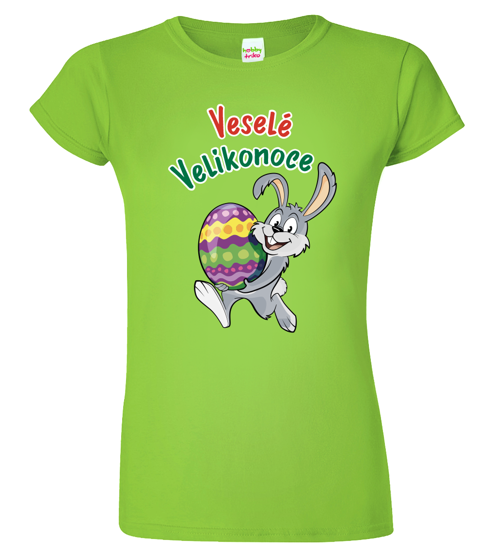 Dámské velikonoční tričko - Veselé Velikonoce Velikost: S, Barva: Apple Green (92)