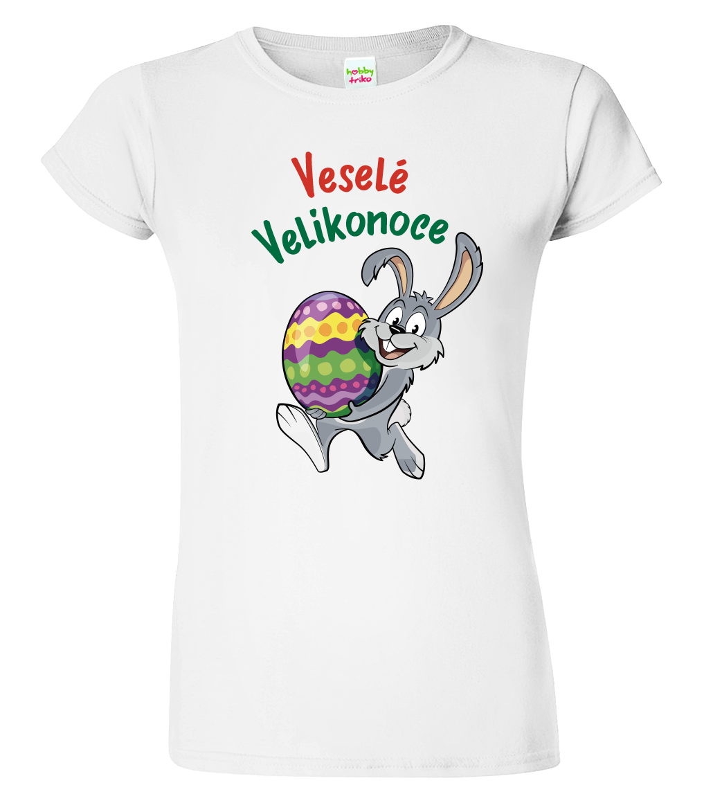 Dámské velikonoční tričko - Veselé Velikonoce Velikost: 3XL, Barva: Bílá (00)