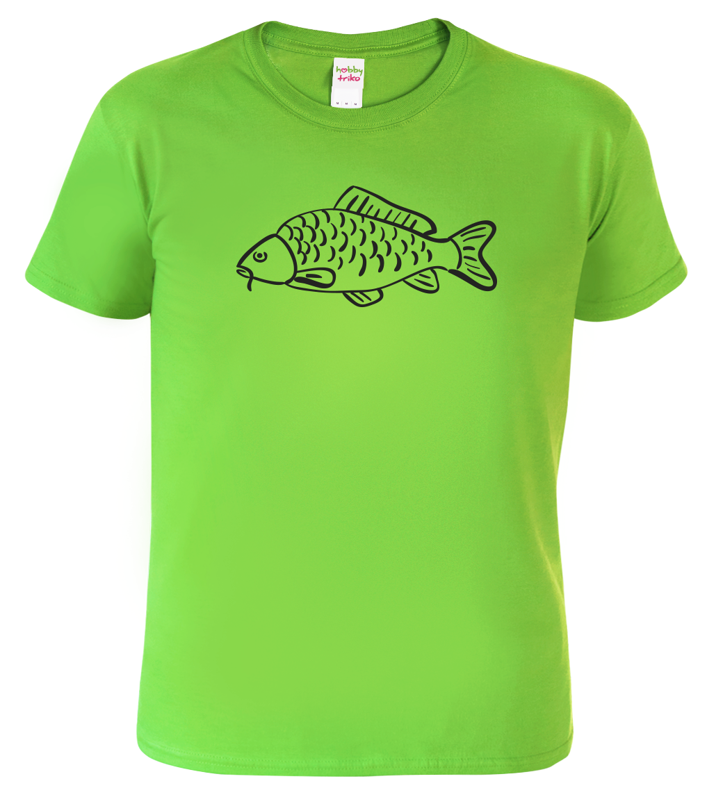 Dětské rybářské tričko - Kresba kapra Velikost: 4 roky / 110 cm, Barva: Apple Green (92)