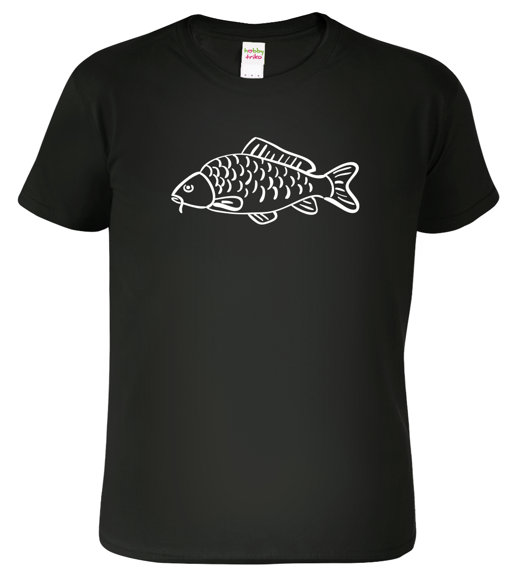 Dětské rybářské tričko - Kresba kapra Velikost: 6 let / 122 cm, Barva: Černá (01)