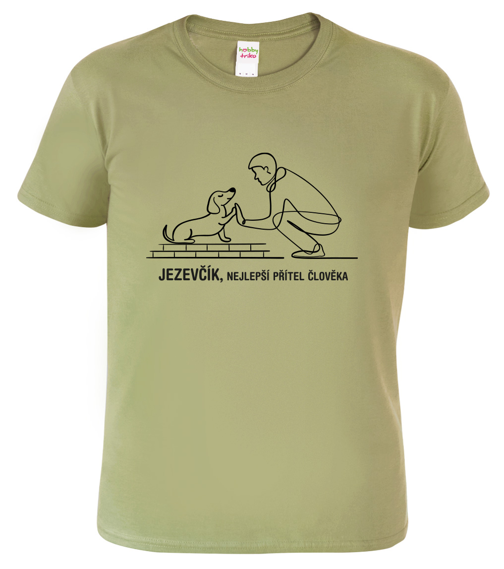 Pánské tričko - Jezevčík, nejlepší přítel člověka Velikost: 4XL, Barva: Světlá khaki (28)
