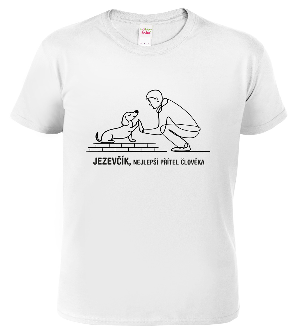 Pánské tričko - Jezevčík, nejlepší přítel člověka Velikost: M, Barva: Bílá (00)