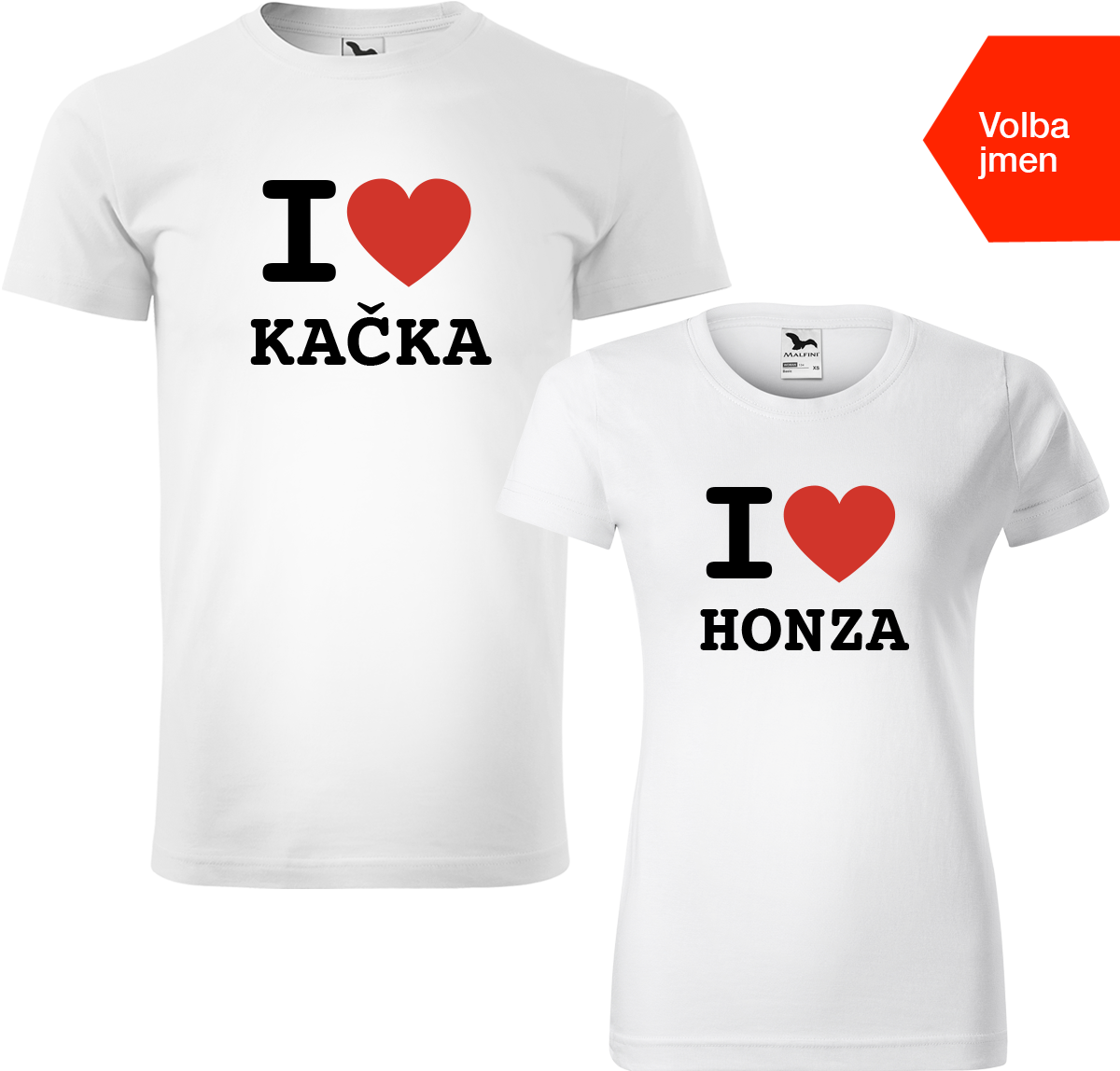 Trička pro páry se jmény - I love Barva: Bílá (00), Velikost dámské tričko: 3XL, Velikost pánské tričko: 3XL