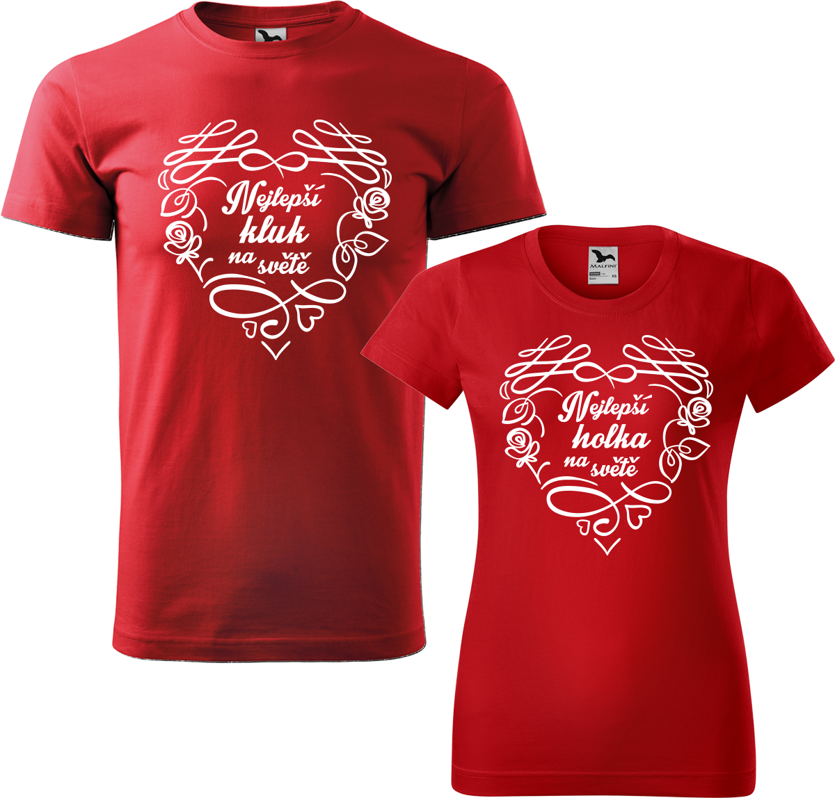 Trička pro páry - Nejlepší kluk / holka na světě Barva: Červená (07), Velikost dámské tričko: S, Velikost pánské tričko: XL