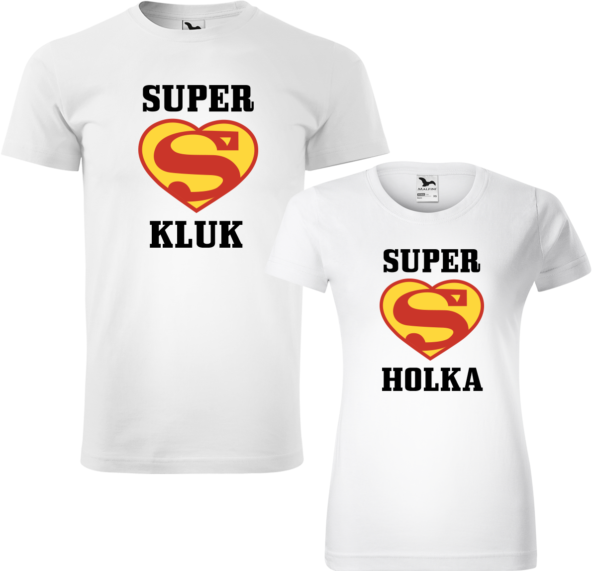 Trička pro páry - Super kluk / Super holka Barva: Bílá (00), Velikost dámské tričko: S, Velikost pánské tričko: 2XL